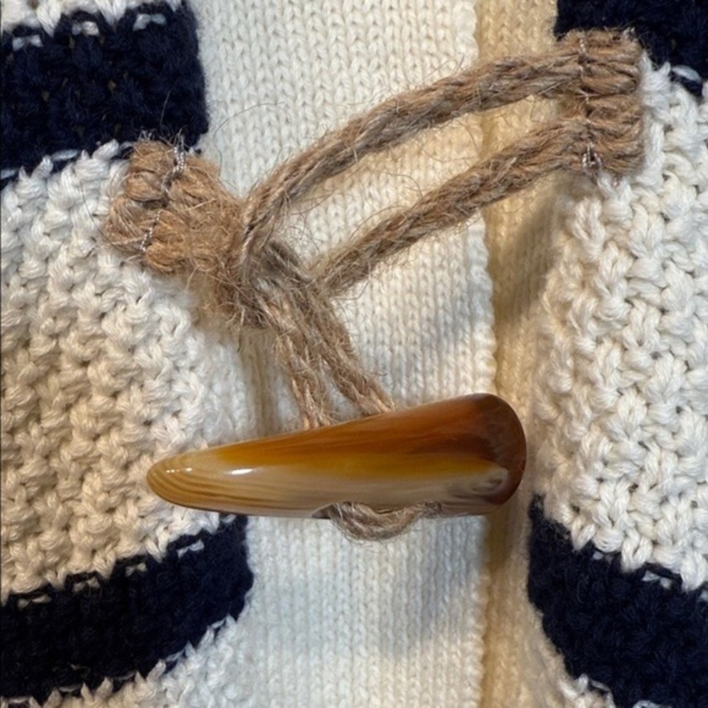 Andy & Evan Kid's Preppy Cream Blue Stripe Toggle Cardigan Sweater Size 11/12 - Picture 4 of 9